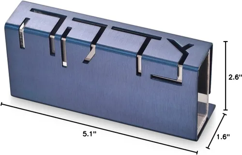 Vista 3 de Caja de aluminio contemporánea Tzedakah Caja de caridad judía (azul)
