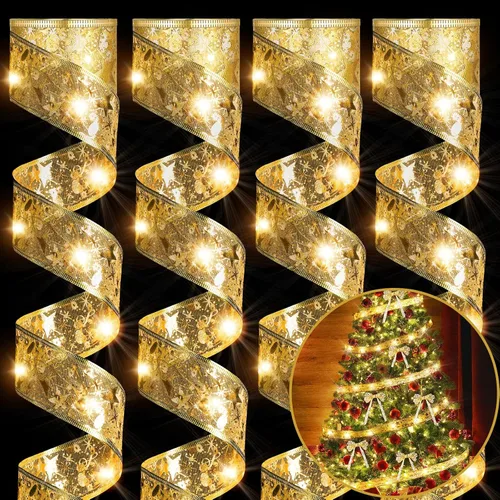 Vista 8 de Sherr 4 Piezas Luces de Cinta de Navidad de 79 pies Decoraciones de Árbol de Navidad 240 Luces LED Luces de Hadas Cinta de Navidad Funciona