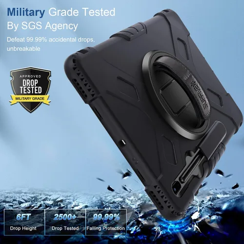 Vista 2 de SUPFIVES Funda para Samsung Galaxy Tab S7 FE/ S8 Plus de 12.4 pulgadas: [Grado militar mejorado] Funda protectora de silicona suave de cuerpo
