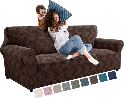 Vista 37 de JIVINER - Juego de 2 fundas elásticas para sillas de comedor, fundas geométricas de jacquard para sillas de comedor, fundas lavables para sillas