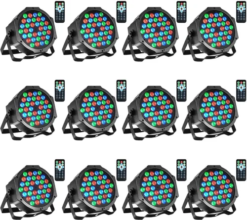 Vista 12 de Litake Luces DJ Par, RGB 36 luces LED de escenario activadas por sonido, luces LED elevadas controladas por control remoto y DMX, 7 modos de Paquete