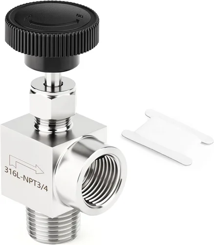 Vista 40 de TAISHER Válvula de aguja de acero inoxidable 316 con mango de rueda 1/2 "NPT macho x 1/2" NPT hembra