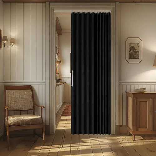 Vista 95 de AJAZZ Cortina de puerta magnética 100% opaca de acordeón para armario, cortina invisible para puerta interior de dormitorio, sala de estar, pasillo