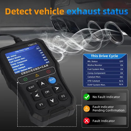 Vista 4 de Herramienta de diagnóstico del escáner YM519 OBD2, lector de códigos de automóvil con reinicio de luz del motor de verificación, herramienta
