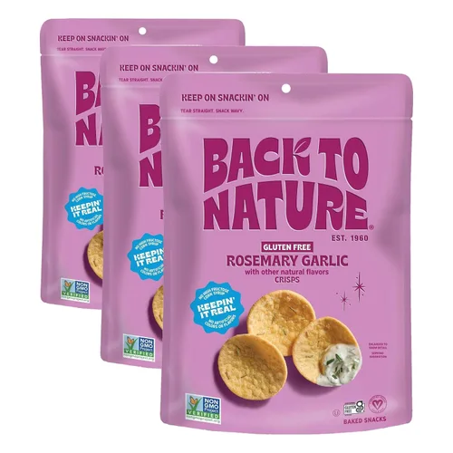 Vista 8 de Back to Nature Galletas sin gluten, patatas fritas de ajo y romero, veganas, sin OMG, galletas para sumergir, aperitivos deliciosos y de calidad