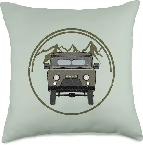 Vista 4 de UAZ Buchanka 452 Offroad Minivan Geländewagen Buchanka UAZ 452 Off-Road 4x4 Minivan - Almohada de campamento, 16 x 16 pulgadas, multicolor