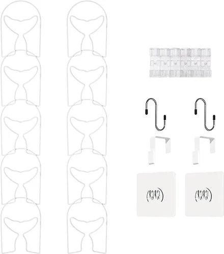 Vista 18 de LINFIDITE Paquete de 10 soportes para colgar sombreros, organizador flexible con múltiples ganchos, montado en la pared, sobre la puerta, para gorra