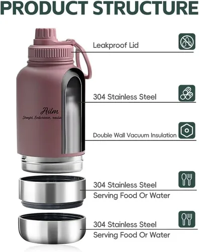 Vista 2 de Comedero para mascotas de viaje, dispensador de botellas de agua y alimentos 3 en 1 (Rost)