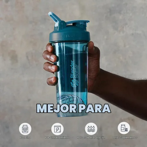 Vista 5 de BlenderBottle - Botella agitadora Pro Series perfecta para batidos de proteínas y preentrenamiento, 24 onzas, color azul océano