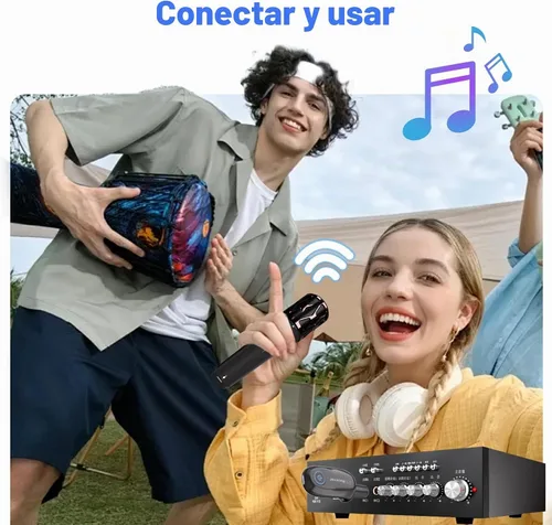 Vista 9 de ZOWEETEK Juego de micrófono de karaoke dinámico de mano dual inalámbrico
