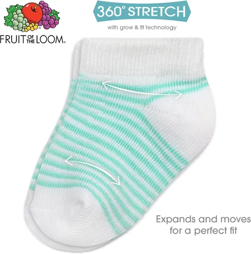 Vista 2 de Fruit of the Loom Calcetines elásticos de corte bajo Grow & Fit Flex Zones, paquete de 22 unidades, unisex, para niñas y niños