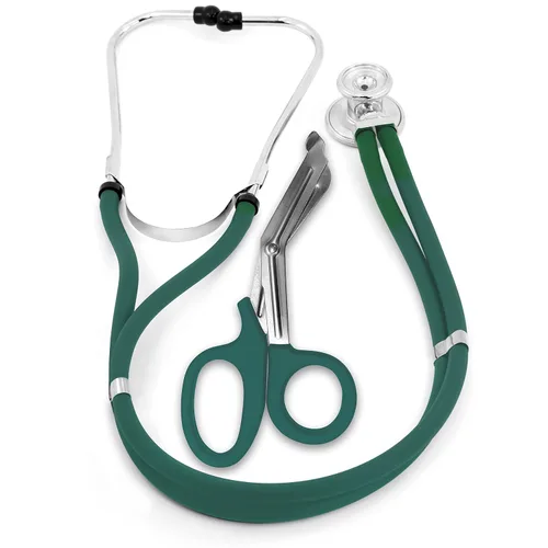 Vista 18 de ASA TECHMED Sprague - Estetoscopio de doble tubo para adultos y pediátricos + tijeras EMT a juego, ideal para EMT, enfermera, médico, estudiante