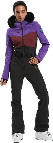Vista 65 de GSOU SNOW Traje de esquí para mujer, traje de nieve de una pieza, para snowboard, delgado, aislante, impermeable, resistente al viento