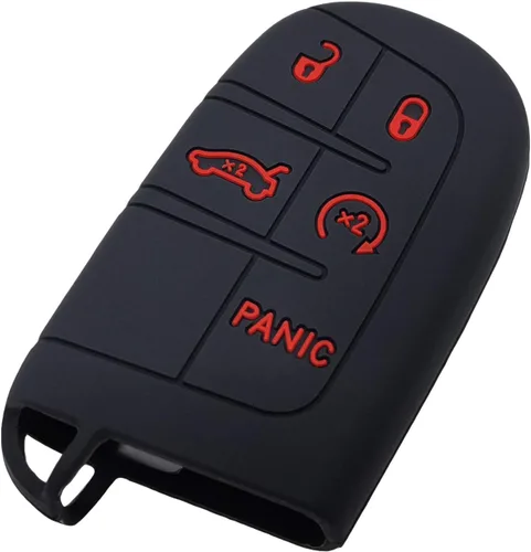 Vista 4 de 2 fundas de silicona para llavero de 5 botones, protector sin llave compatible con Jeep Grand Cherokee Chrysler 300 200 Dodge Charger Challenger