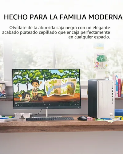Vista 7 de HP Pavilion PC de escritorio, AMD Ryzen 7 5700G, 16 GB de RAM, SSD de 512 GB, Windows 11 Pro, conectividad Wi-Fi 5 y Bluetooth, 9 puertos USB, combo