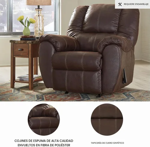 Vista 4 de Signature Design by Ashley McGann Brown Rocker - Silla reclinable, nogal