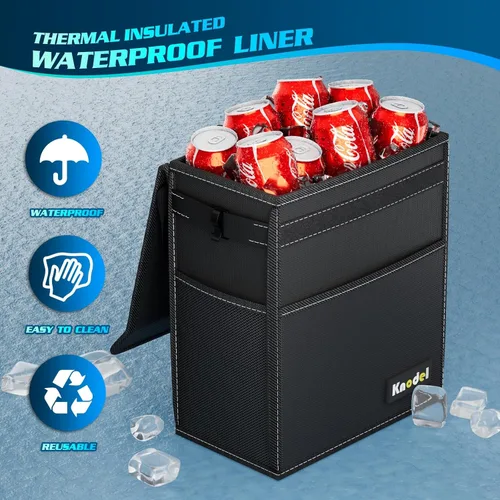Vista 4 de K KNODEL Basurero para automóvil con tapa, basura para automóvil Negro