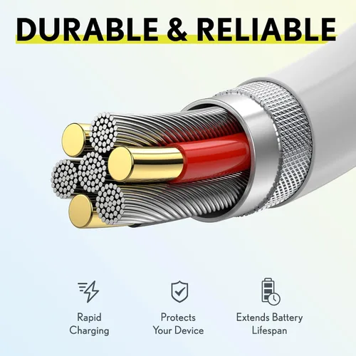 Vista 6 de Overtime Cable Lightning para iPhone, certificado MFI, cable de carga USB-A a Lightning portátil e inteligente, cable de carga rápida de Apple