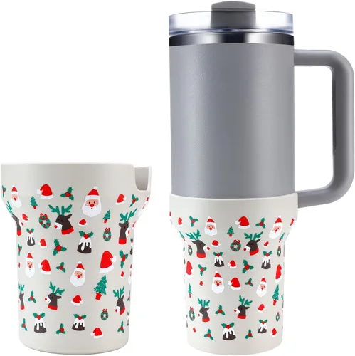 Vista 7 de Thxbag Botas de silicona para Stanley Cup de 40 onzas, funda estampada para botas con accesorios Stanley H2.0 y Quencher Adventure Tumbler