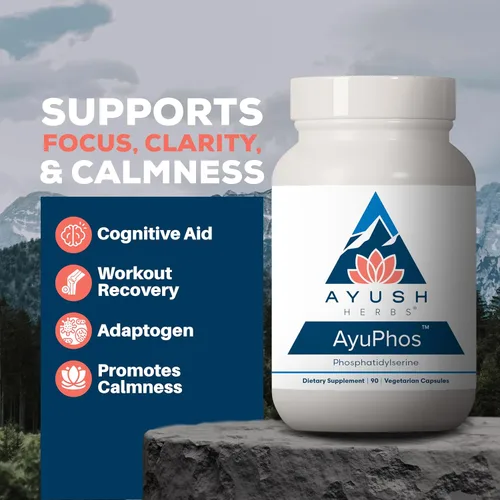 Vista 2 de Ayush Herbs AyuPhos - Suplemento de fosfatidilserina para hombres y mujeres, fosfatidilserina sin soja, apoyo cerebral, memoria y cognitivo