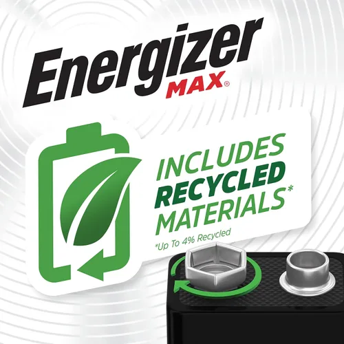 Vista 3 de Energizer Baterías MAX de 9 V (paquete de 2), pilas alcalinas de 9 voltios. El embalaje puede variar