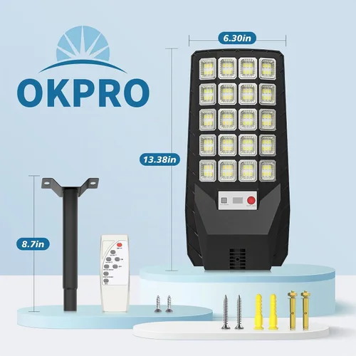 Vista 9 de OKPRO Luces Solares al Aire Libre Impermeables - Luces de Calle Solares al Aire Libre de Ángulo Amplio de 320° IP66 Impermeables, Luces