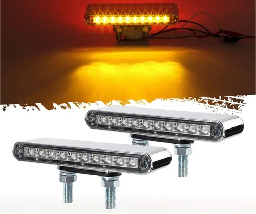 Vista 9 de Partsam 2 barras de luz LED rojas y ámbar de 6.5 pulgadas con doble cara para camión, semirremolque, 10 luces LED impermeables con doble tachuelas