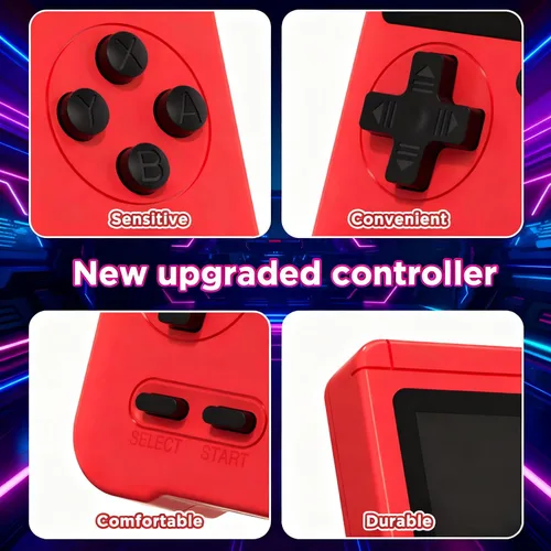 Vista 3 de Consola de juegos de mano, 500 videojuegos integrados, reproductor de videojuegos portátil con pantalla lPS de 3.0 pulgadas, sistema