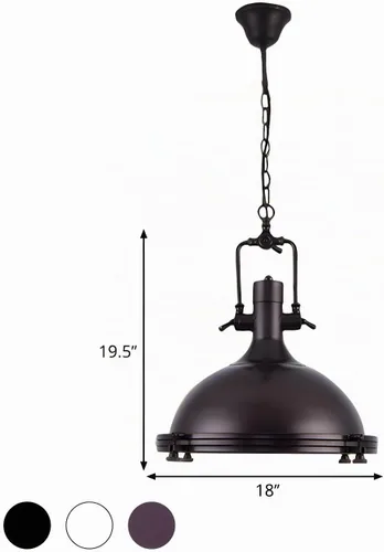Vista 5 de Industrial estilo náutico único colgante-LITFAD 18 "cúpula forma colgante lámpara montada iluminación en Rusty