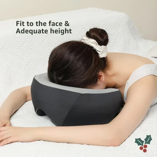 Vista 5 de Almohada ergonómica con espuma viscoelástica de primera calidad para recuperación posquirúrgica, sueño cómodo y masaje. Cuenta con correa ajustable