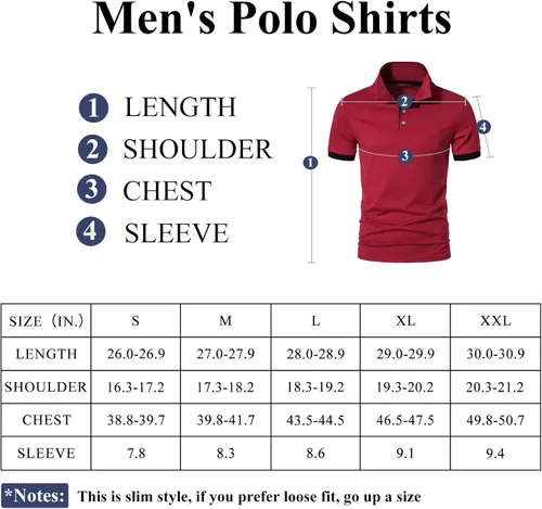 Vista 6 de A WATERWANG Polo de manga corta para hombre de algodón ajustado diseño básico