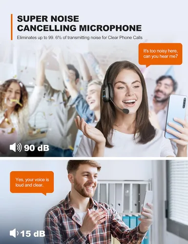 Vista 2 de TECKNET Auriculares Bluetooth para camionero, auriculares Bluetooth con micrófono AI cancelación de ruido inalámbricos en la oreja, auriculares