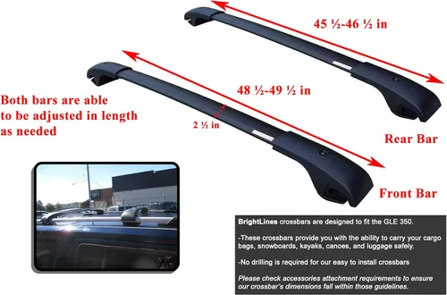 Vista 3 de BrightLines Barras transversales personalizadas para portaequipajes compatibles con Mercedes Benz GLE 350 2015-2018
