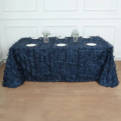 Vista 19 de TABLECLOTHSFACTORY - Mantel cuadrado de tela de tafetán de pétalos de hojas 3D de 54 pulgadas, color negro