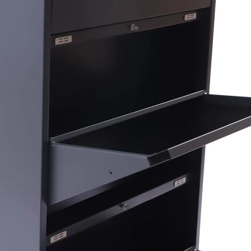 Vista 8 de DYRABREST Gabinete de zapatos de metal con 3 cajones y 9 pares de zapatos, armario de almacenamiento de zapatos montado en la pared de 20 pulgadas