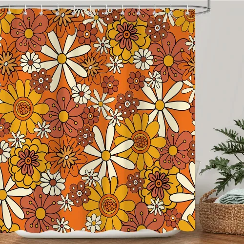 Vista 10 de Cortina de Ducha de Hojas Tropicales, Cortina de Baño Decorativa Verde y Negra con Hojas de Palmera y Plátano, Juegos de Cortinas de Ducha de Tela