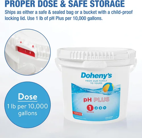Vista 4 de Doheny's pH Plus Eleva el nivel de pH de tu piscina Fabricado en Estados Unidos Ceniza de soda granular de grado profesional