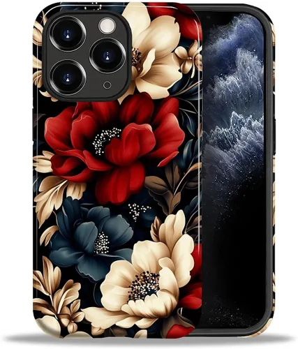 Vista 75 de ZHEGAILIAN Funda para iPhone 11, carcasa dura a prueba de golpes + silicona suave 2 en 1 híbrida, parachoques a prueba de caídas - Vidrio manchado