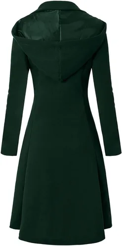 Vista 2 de Suéter tipo cárdigan para mujer, manga larga, con botones, gótico, ajuste de poliéster con gorra de primavera