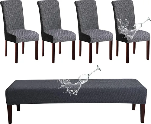 Vista 11 de HAOYONG Funda para Silla de Comedor con Estampado, Funda Desmontable Lavable para Silla Parsons, Protector de Asiento Removible para Comedor, Hotel