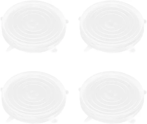 Vista 10 de Paquete de 4 tapas elásticas de silicona reutilizables de 4.5 pulgadas, fundas de silicona para almacenamiento de alimentos, tapas elásticas