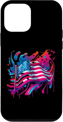Vista 12 de iPhone 15 Watercolor American USA Flag Patriot 4th of July Fourth Pink Case