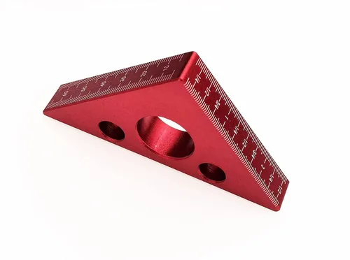 Vista 2 de Regla triangular para carpintería de aleación de aluminio Herramientas de medición métricas de 45 grados, cuadrados de carpintería, herramientas
