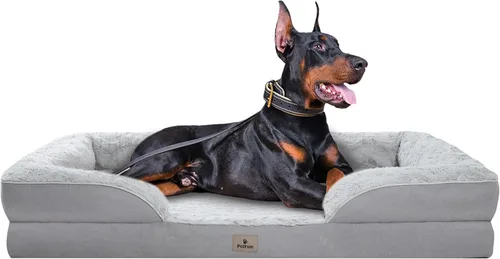 Vista 14 de Cama Sofá Ortopédica para Perros de Tamaño Grande con Soporte de Espuma de Huevo, Cojines Reforzados de Cuatro Lados, Tela Suave Resistente al