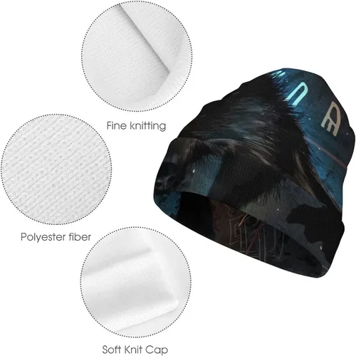 Vista 5 de Vikings - Gorro de punto con puños, estampado 3D de mito nórdico de graffiti, divertido accesorio para la calle