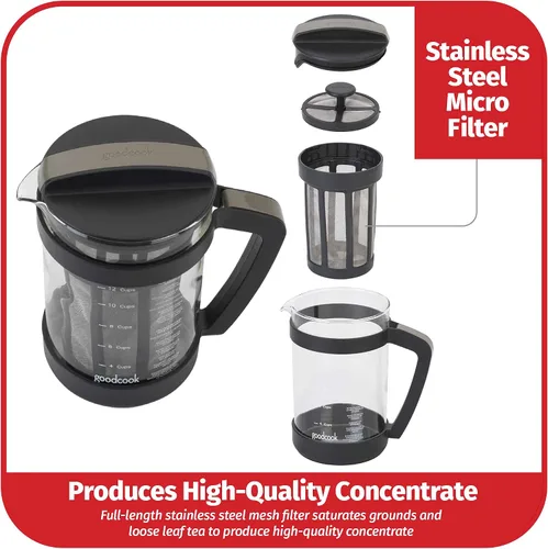 Vista 5 de GoodCook Koffe - Cafetera de vidrio de 1,5 L con marco de plástico sin BPA