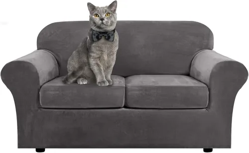 Vista 32 de ShowyLive Fundas para silla de sala de estar, funda elástica para sillón de felpa de terciopelo con 1 cojín separado, protector elástico de muebles