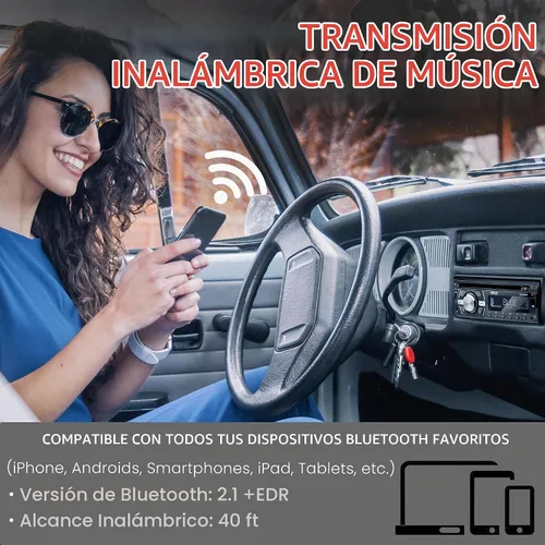 Vista 5 de Pyle Receptor estéreo marino Bluetooth para barco, unidad principal marina, receptor de altavoz estéreo único DIN - Transmisión de música