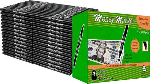 Vista 11 de Marcador para dinero, pluma detectora de billetes falsos con punta mejorada, universal, set de 5 unidades. Marcador de dinero con punta de cincel
