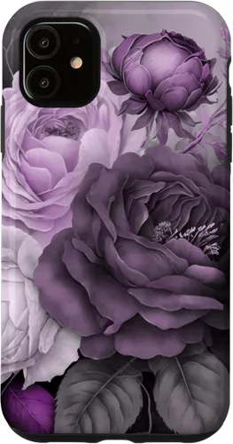 Vista 8 de Purple Watercolor Rose Flower Bouquet on Gray Case for iPhone 17